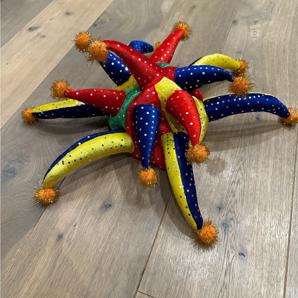 Colorful Jester Hat with Pom Poms